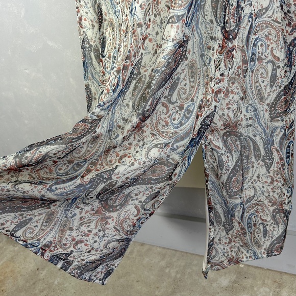 Mikarose The London maxi dress size XXL white paisley chiffon side slits modest - Picture 7 of 14